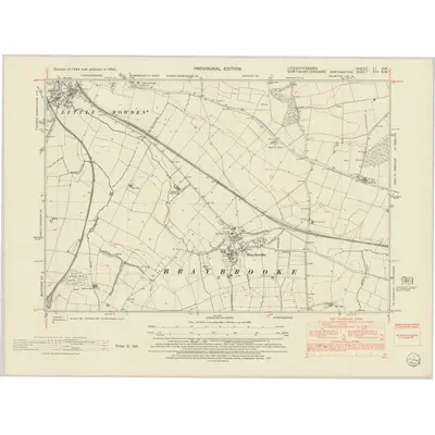 1950 Map of Leicestershire LI.SW, 1952 Print