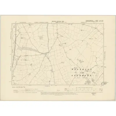 1902 Map of Leicestershire LIII.NW, 1905 Print