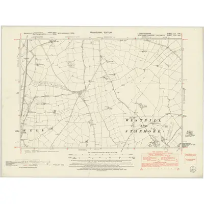 1950 Map of Leicestershire LIII.NW, 1952 Print