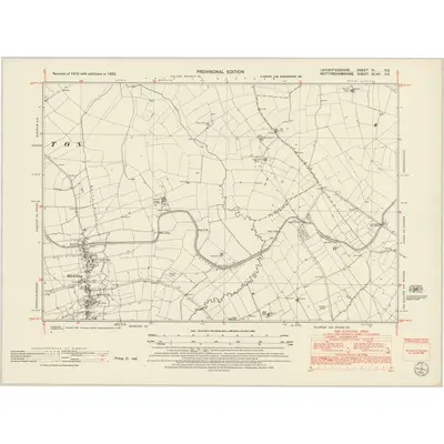 1950 Map of Leicestershire VI.SE, 1952 Print