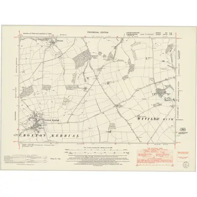 1950 Map of Leicestershire VIII.SW, 1952 Print