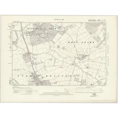 1919 Map of Leicestershire X.NE, 1922 Print