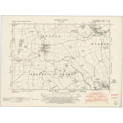 1950 Map of Leicestershire XI.NE, 1952 Print