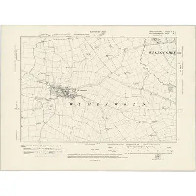 1916 Map of Leicestershire XI.SE, 1922 Print