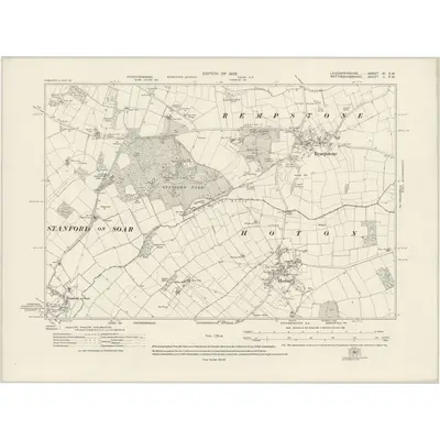 1919 Map of Leicestershire XI.SW, 1922 Print