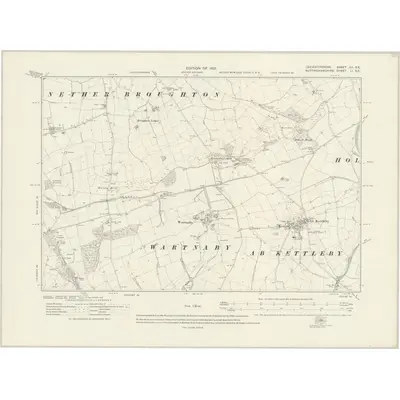 1915 Map of Leicestershire XII.SE, 1921 Print