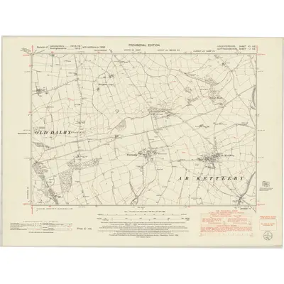 1950 Map of Leicestershire XII.SE, 1952 Print