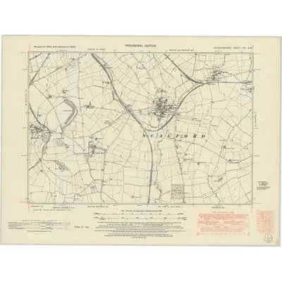 1950 Map of Leicestershire XIII.SW, 1952 Print