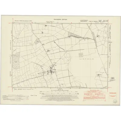 1950 Map of Leicestershire XIV.NW, 1952 Print