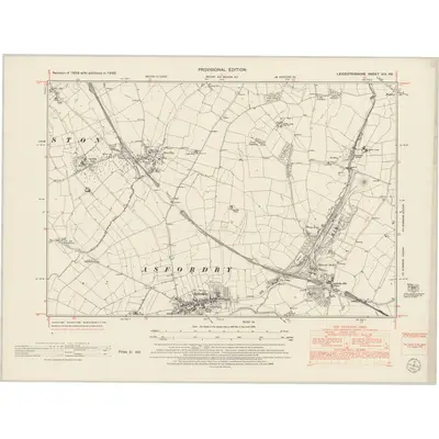 1950 Map of Leicestershire XIX.NE, 1952 Print