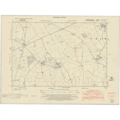 1950 Map of Leicestershire XIX.NW, 1952 Print