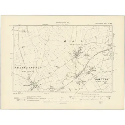 1901 Map of Leicestershire XIX.SW, 1904 Print