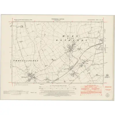 1950 Map of Leicestershire XIX.SW, 1953 Print
