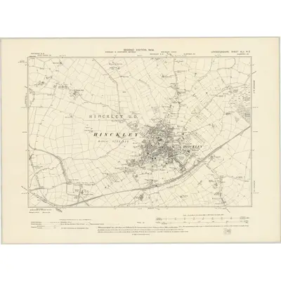1901 Map of Leicestershire XLII.NE, 1904 Print