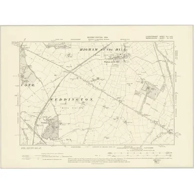1901 Map of Leicestershire XLII.NW, 1904 Print