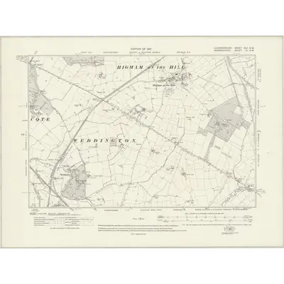 1913 Map of Leicestershire XLII.NW, 1921 Print
