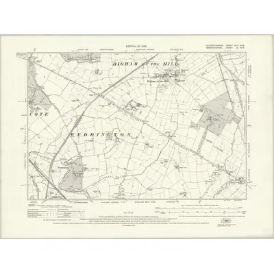 1923 Map of Leicestershire XLII.NW, 1925 Print