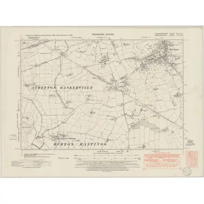 1938 Map of Leicestershire XLII.SE, 1950 Print