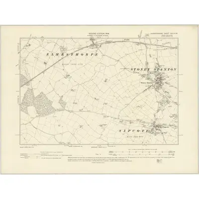 1901 Map of Leicestershire XLIII.NW, 1904 Print