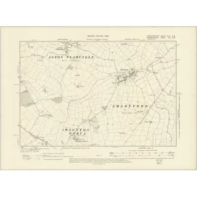 1901 Map of Leicestershire XLIII.SW, 1904 Print