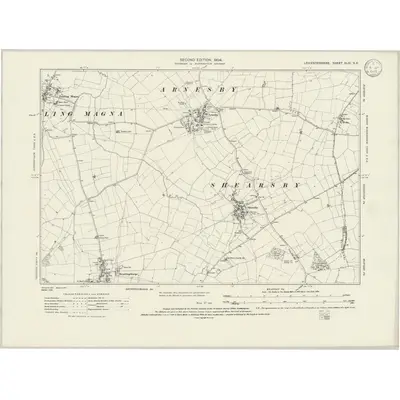 1902 Map of Leicestershire XLIV.SE, 1933 Print