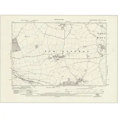 1928 Map of Leicestershire XLV.NE, 1930 Print