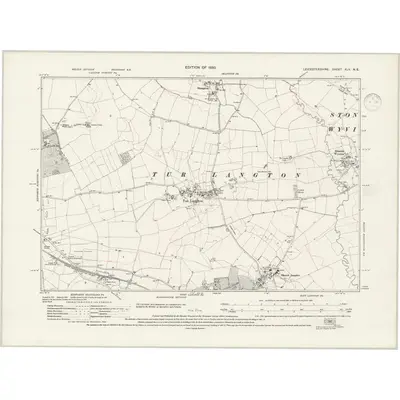 1928 Map of Leicestershire XLV.NE, 1938 Print