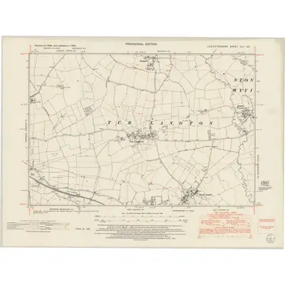 1950 Map of Leicestershire XLV.NE, 1953 Print