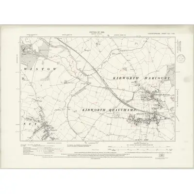 1928 Map of Leicestershire XLV.NW, 1938 Print