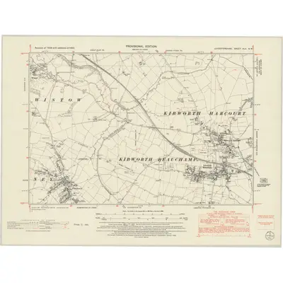 1950 Map of Leicestershire XLV.NW, 1952 Print