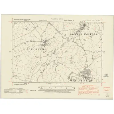 1950 Map of Leicestershire XLV.SW, 1952 Print