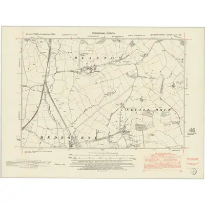 1950 Map of Leicestershire XLVI.NE, 1952 Print