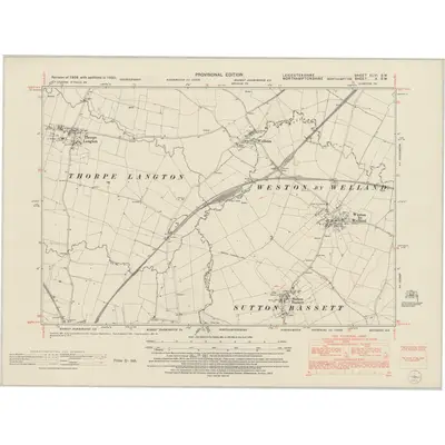 1950 Map of Leicestershire XLVI.SW, 1953 Print