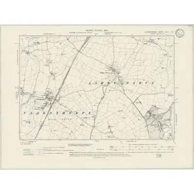 1901 Map of Leicestershire XLVIII.NE, 1933 Print