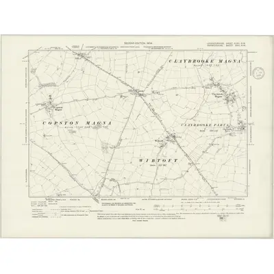 1901 Map of Leicestershire XLVIII.NW, 1936 Print