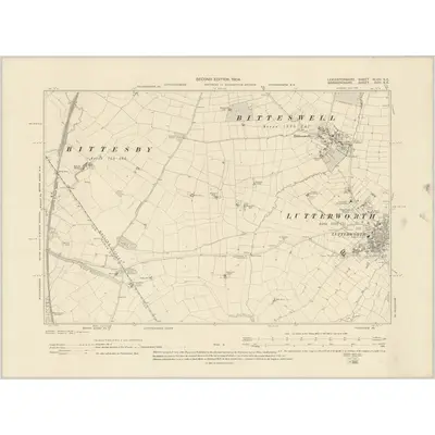 1901 Map of Leicestershire XLVIII.SE, 1904 Print