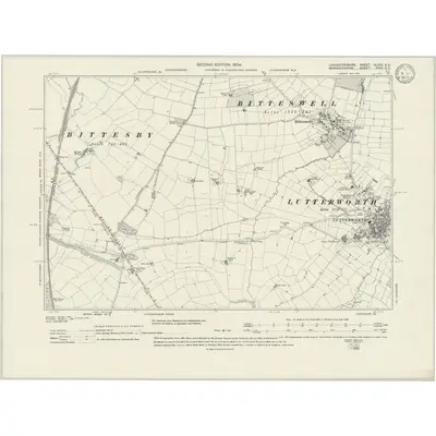 1901 Map of Leicestershire XLVIII.SE, 1933 Print