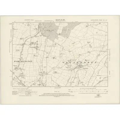 1920 Map of Leicestershire XVI.NE, 1925 Print