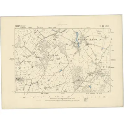 1881 Map of Leicestershire XVI.NW, 1885 Print