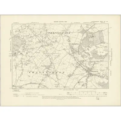 1901 Map of Leicestershire XVI.SE, 1904 Print