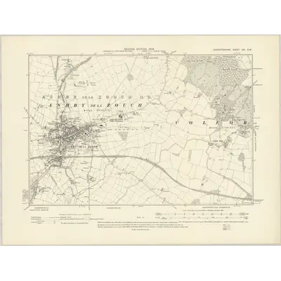 1901 Map of Leicestershire XVI.SW, 1904 Print