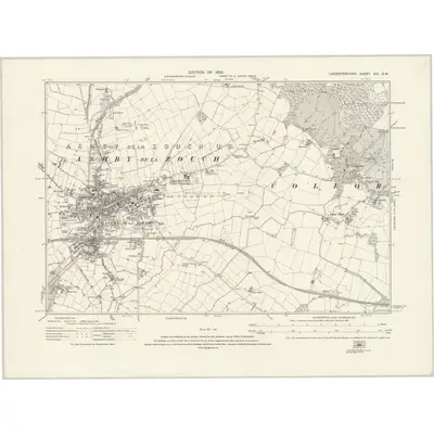 1920 Map of Leicestershire XVI.SW, 1925 Print
