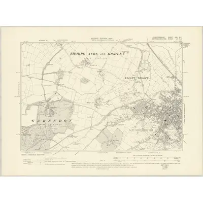 1889 Map of Leicestershire XVII.NE, 1904 Print