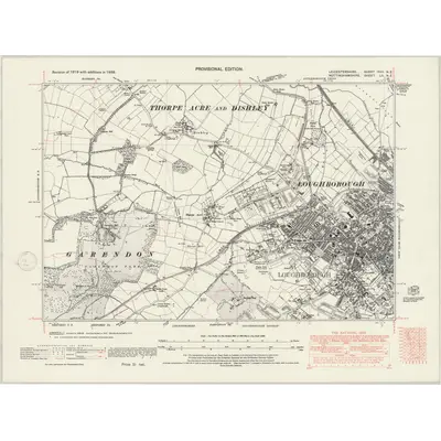 1938 Map of Leicestershire XVII.NE, 1947 Print