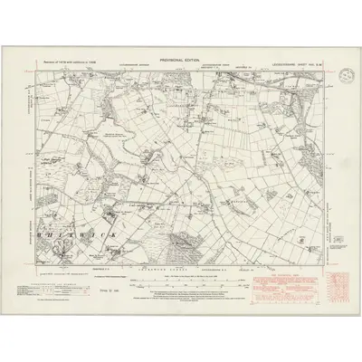 1938 Map of Leicestershire XVII.SW, 1947 Print