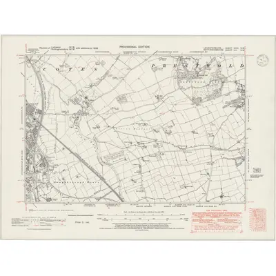 1938 Map of Leicestershire XVIII.NW, 1947 Print