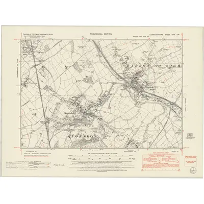 1950 Map of Leicestershire XVIII.SW, 1952 Print