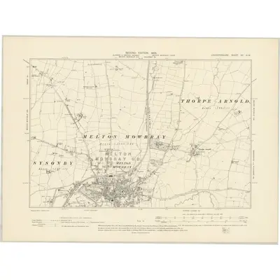 1902 Map of Leicestershire XX.NW, 1905 Print