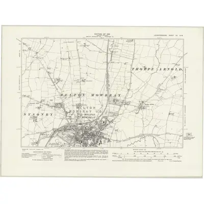 1928 Map of Leicestershire XX.NW, 1931 Print