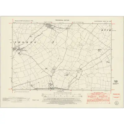 1950 Map of Leicestershire XXI.NW, 1952 Print